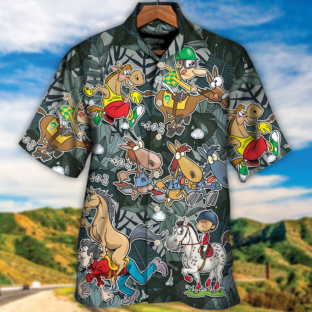 Horse Racing Funny Art - Hawaiian Shirt - Reefox