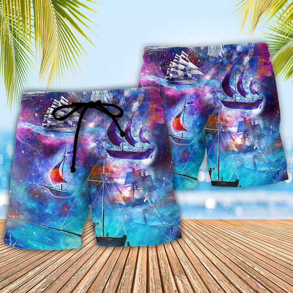 Sailing Boat On The Ocean Universe - Beach Short Reefox