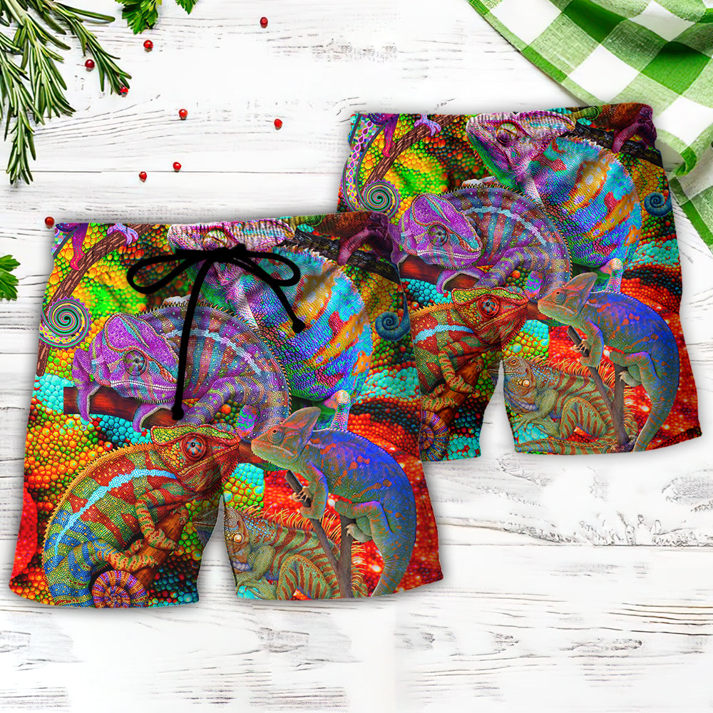 Chameleon Animals My Chameleon Really Looks Up To Me And I Love - Beach Short Reefox - Owls Matrix LTD