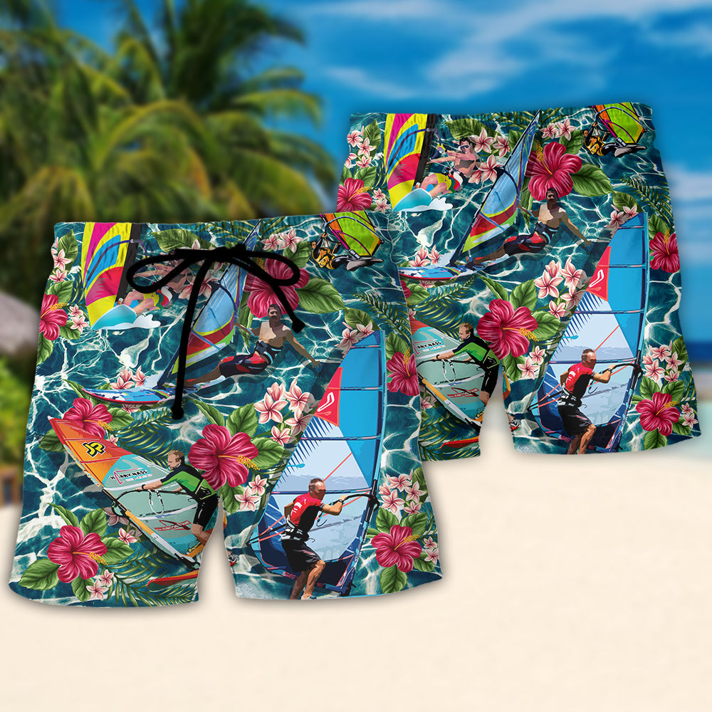 WindsurfingThe Wind Is Calling I Must Go Windsurf Gift Lovers Windsurfing - Beach Short Reefox