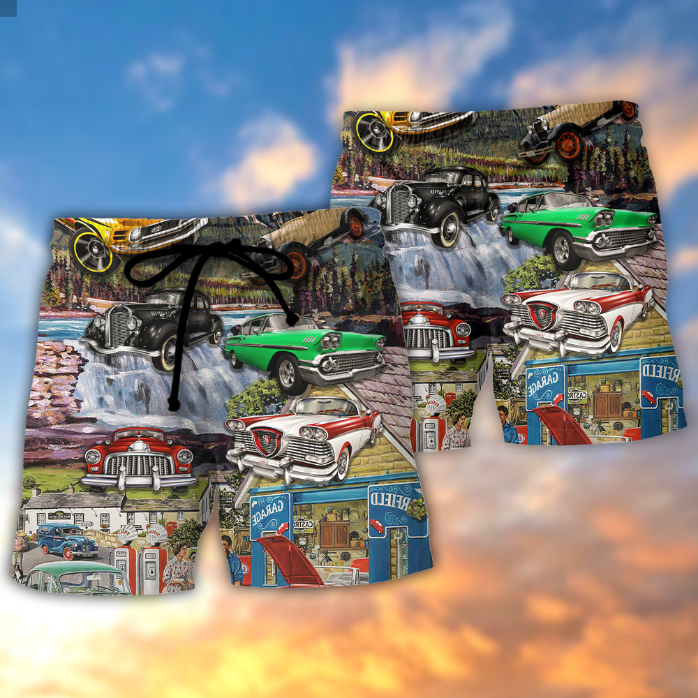 Car Classic Car Life Art Style - Beach Short Reefox - Owls Matrix LTD