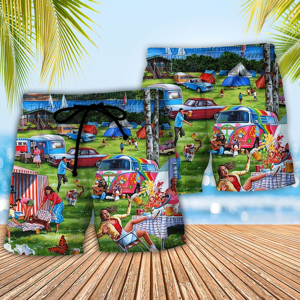 Camping I Light Fires And Make Beer Disappear - Beach Short Reefox