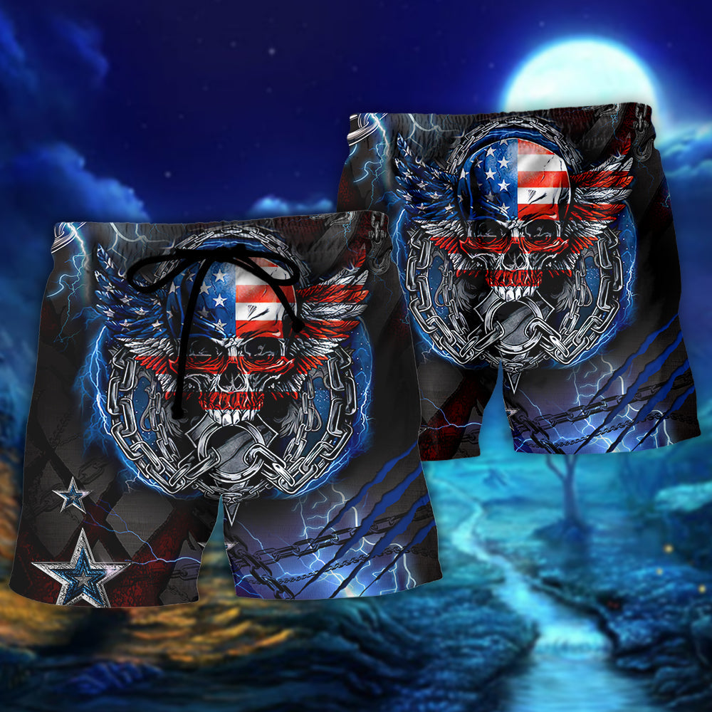 Skull America Live It Love It Or Get The Hell Out - Beach Short Reefox