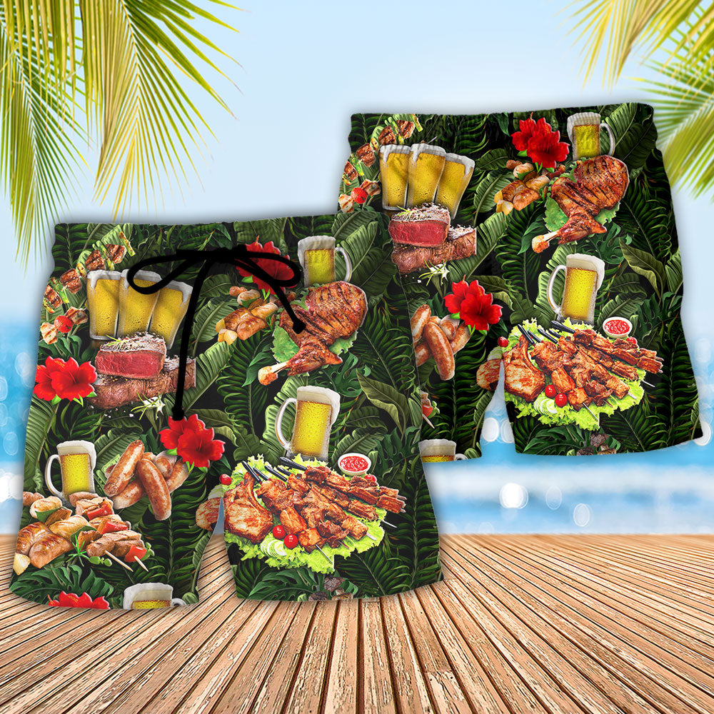 Barbecue Funny BBQ Beer Once You Put My Meat In Your Mouth You're Going To Want To Swallow - Beach Short