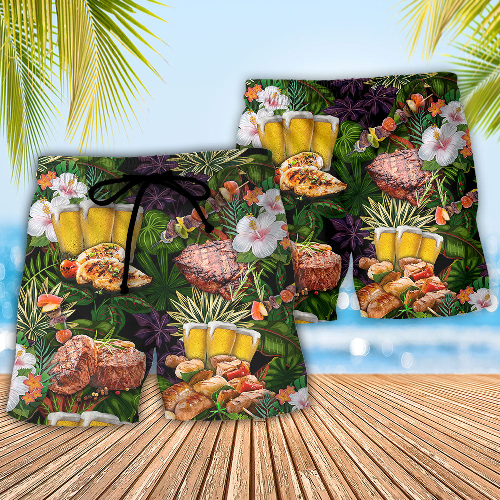 Barbecue Funny Once You Put My Meat In Your Mouth You're Going To Want To Swallow - Beach Short