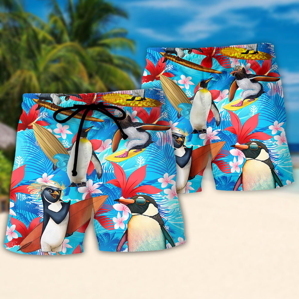 Surfing Funny Penguin Surfing Dad Like A Regular Dad But Cooler Lover Surfing - Beach Short Reefox
