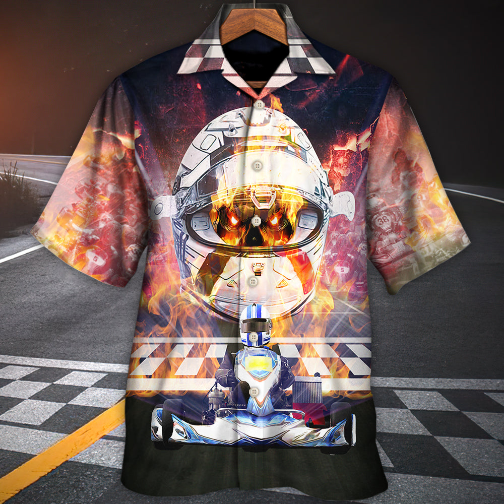 Kart Racing Skull Fire Faster And Faster - Hawaiian Shirt - Reefox
