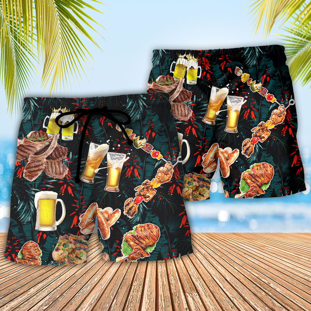 Barbecue Food BBQ I Like My Butt Rubbed And My Pork Pulled - Beach Short Reefox