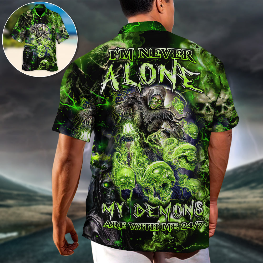 Skull I'm Never Alone My Demons Are With Me 247 - Hawaiian Shirt