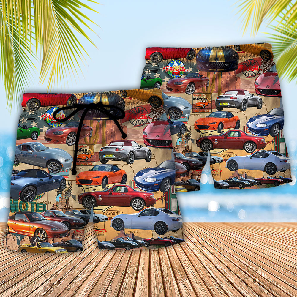 Car Lover Utah Miata Club Route 66 - Beach Short Reefox - Owls Matrix LTD