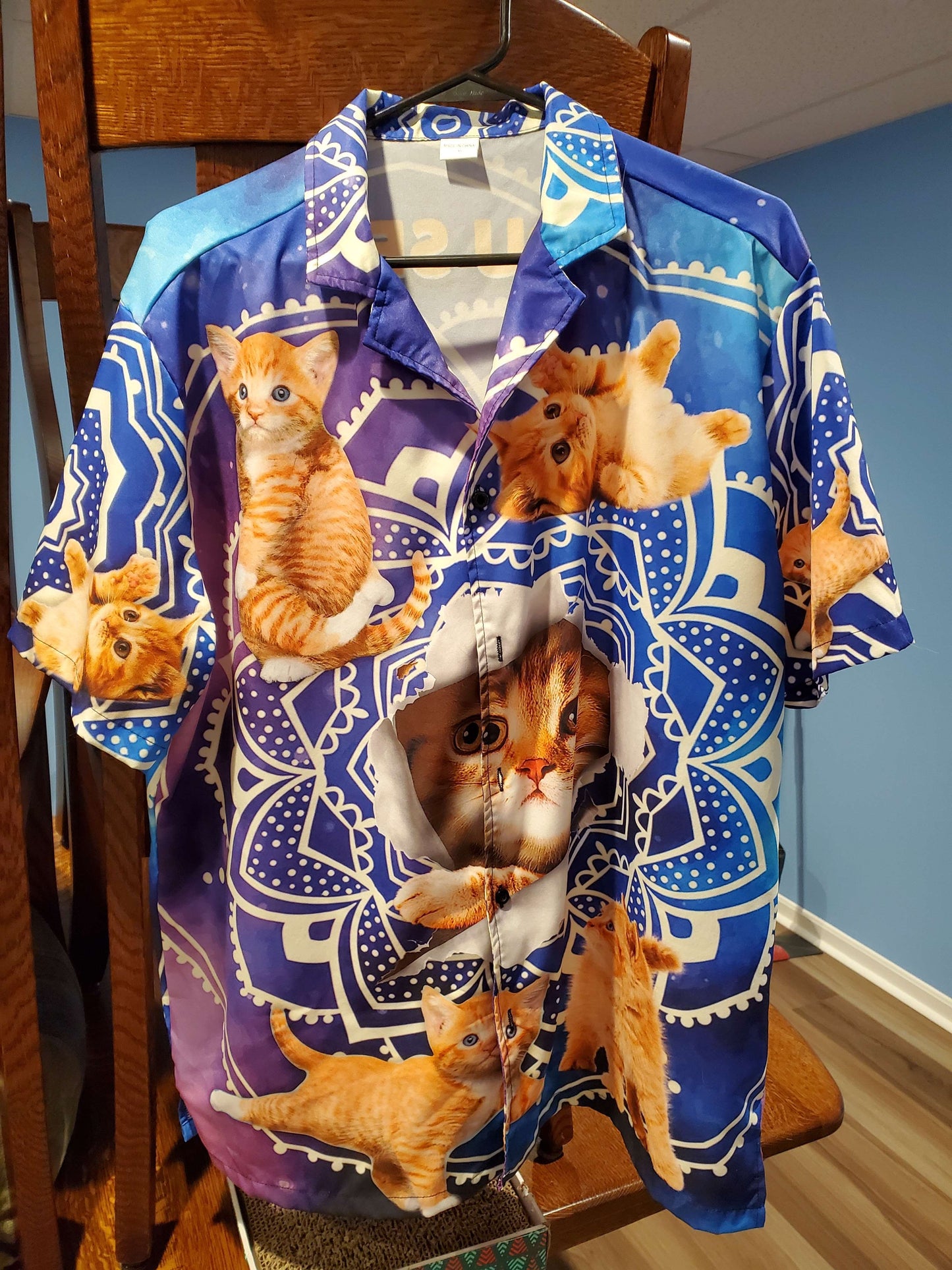 Cat Tabby Cat Yoga Galaxy Yoga Pose Funny - Hawaiian Shirt - Reefox