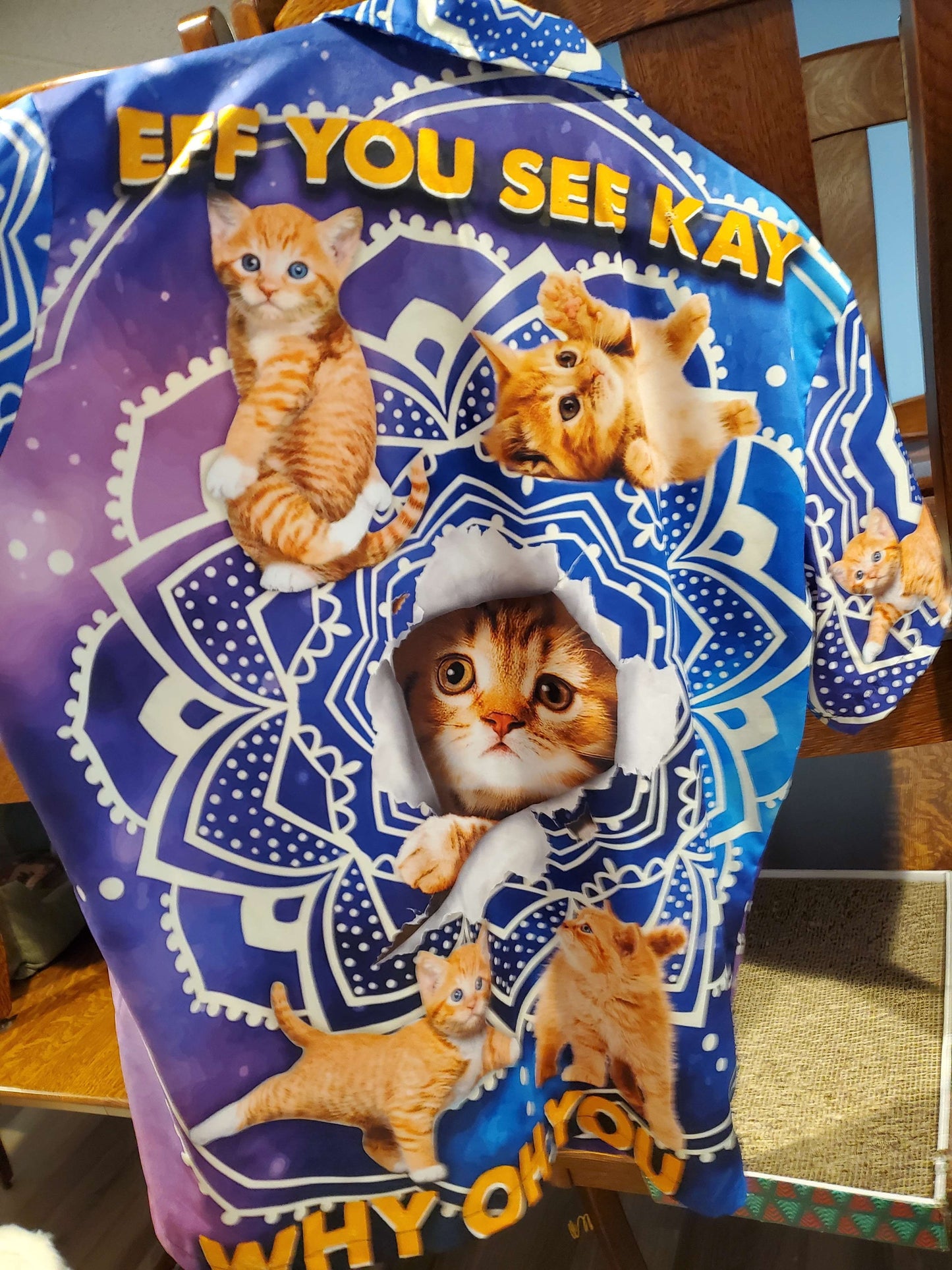 Cat Tabby Cat Yoga Galaxy Yoga Pose Funny - Hawaiian Shirt - Reefox