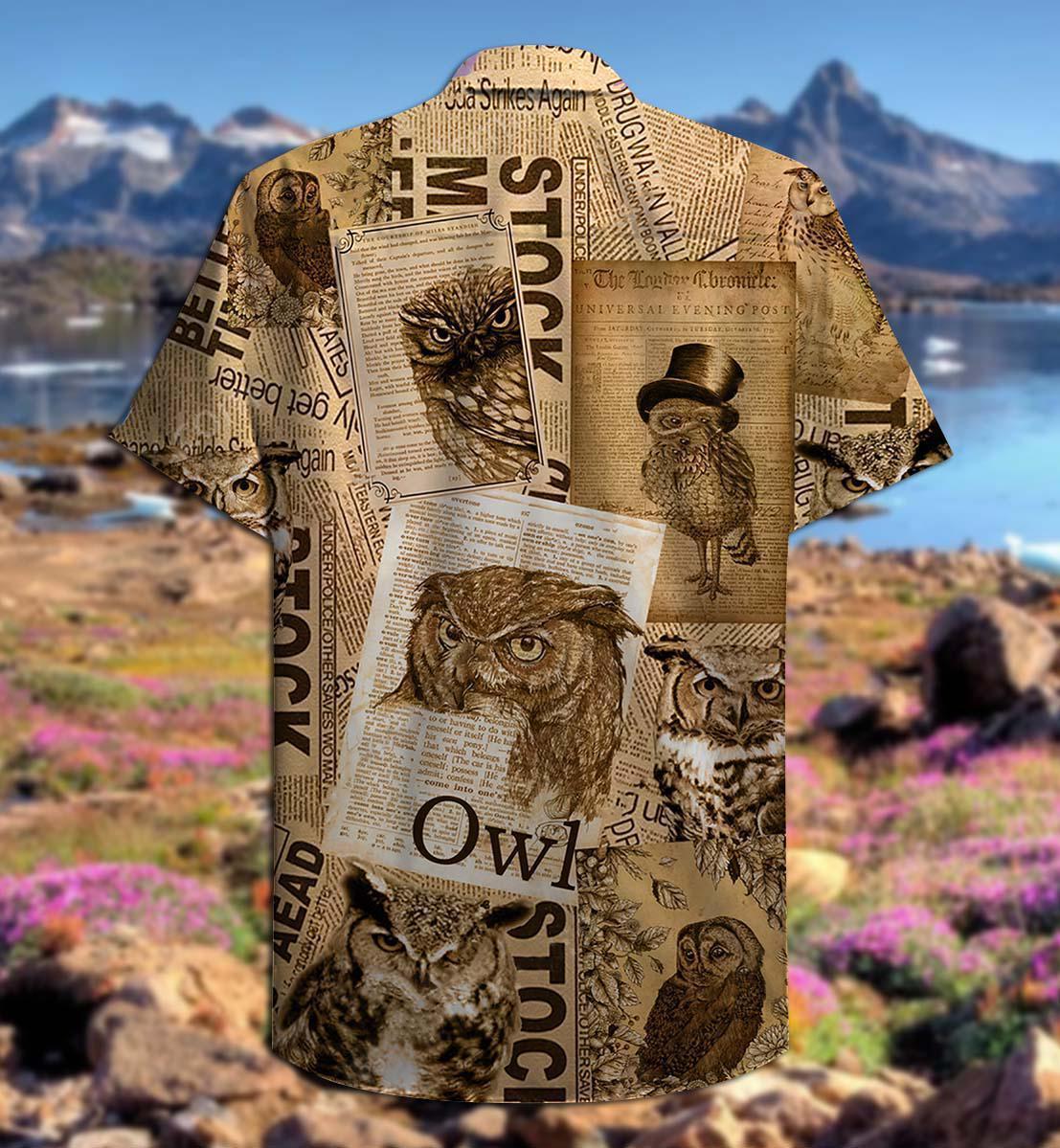 Owl Paper Retro Vintage - Hawaiian Shirt - Reefox