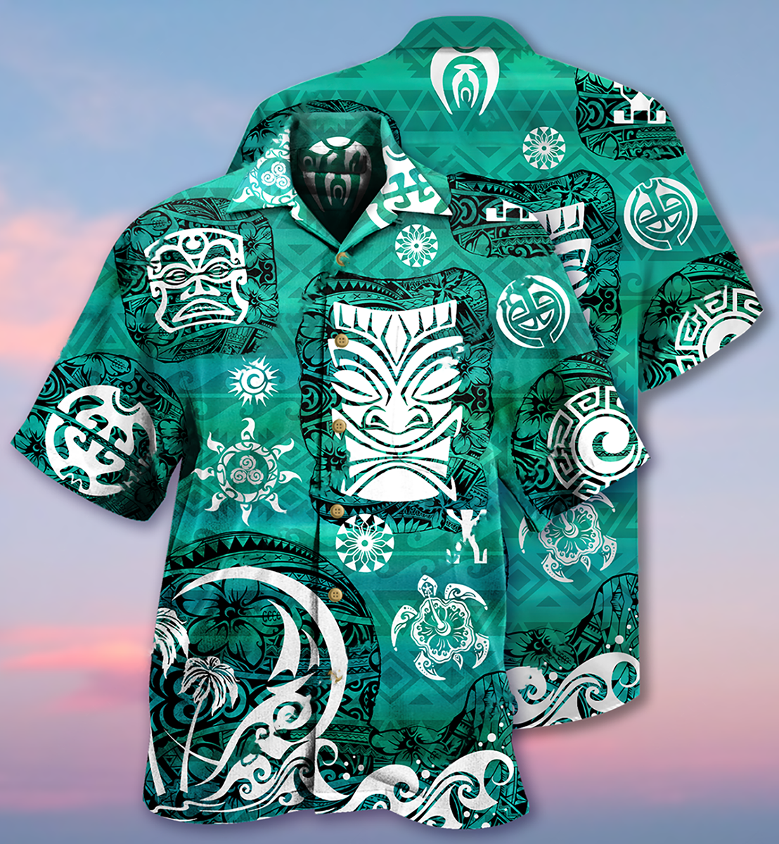 Tiki Love Turtle Geen - Hawaiian Shirt - Reefox
