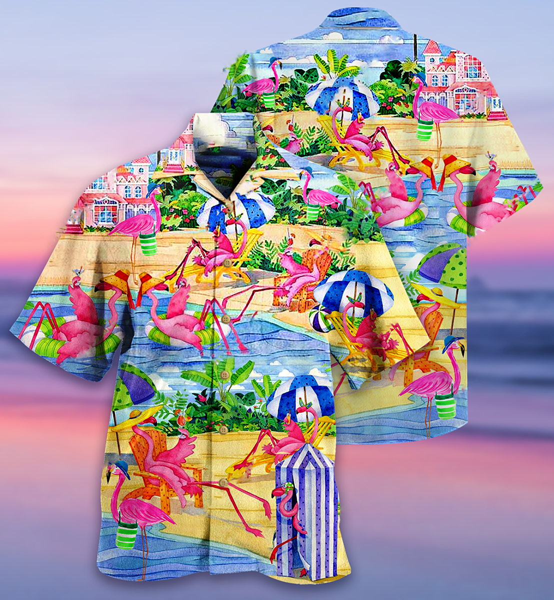 Flamingo Love Beach - Hawaiian Shirt - Reefox
