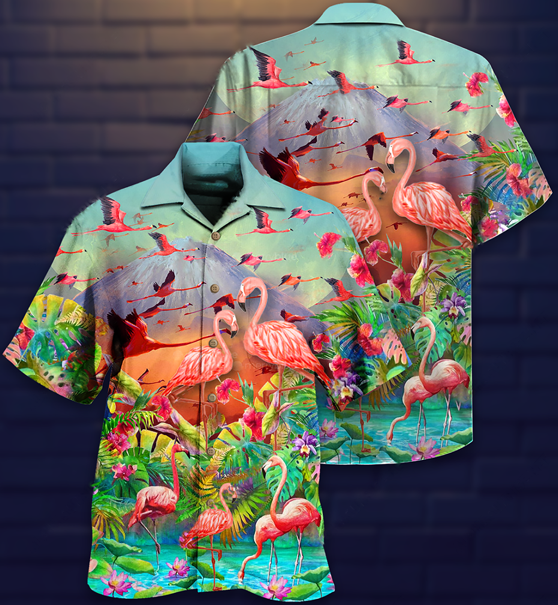 Flamingo Couple Love - Hawaiian Shirt - Reefox