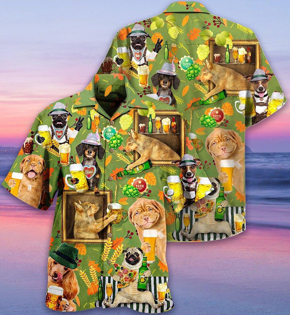 Beer Dogs Green Style - Hawaiian Shirt - Reefox