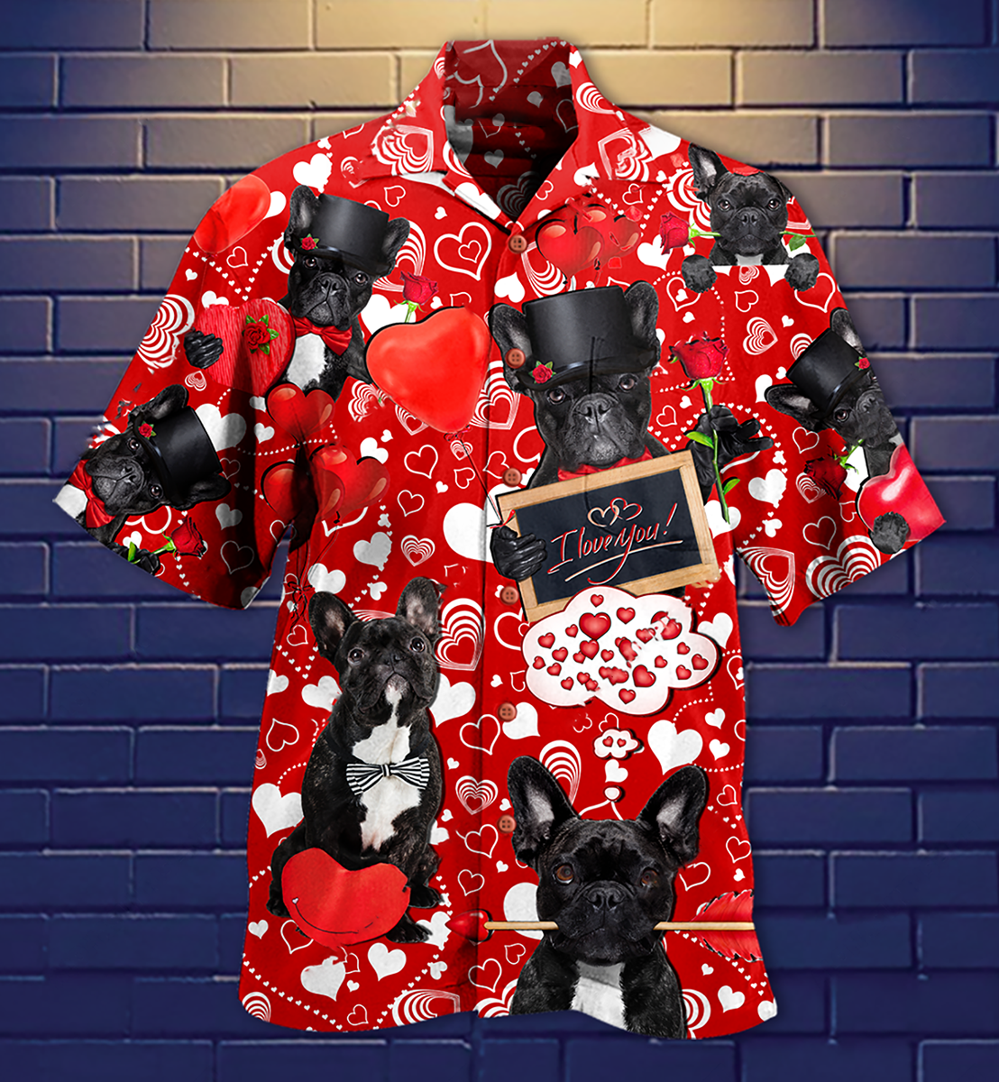 French Bulldog Dogs Love You - Hawaiian Shirt - Reefox