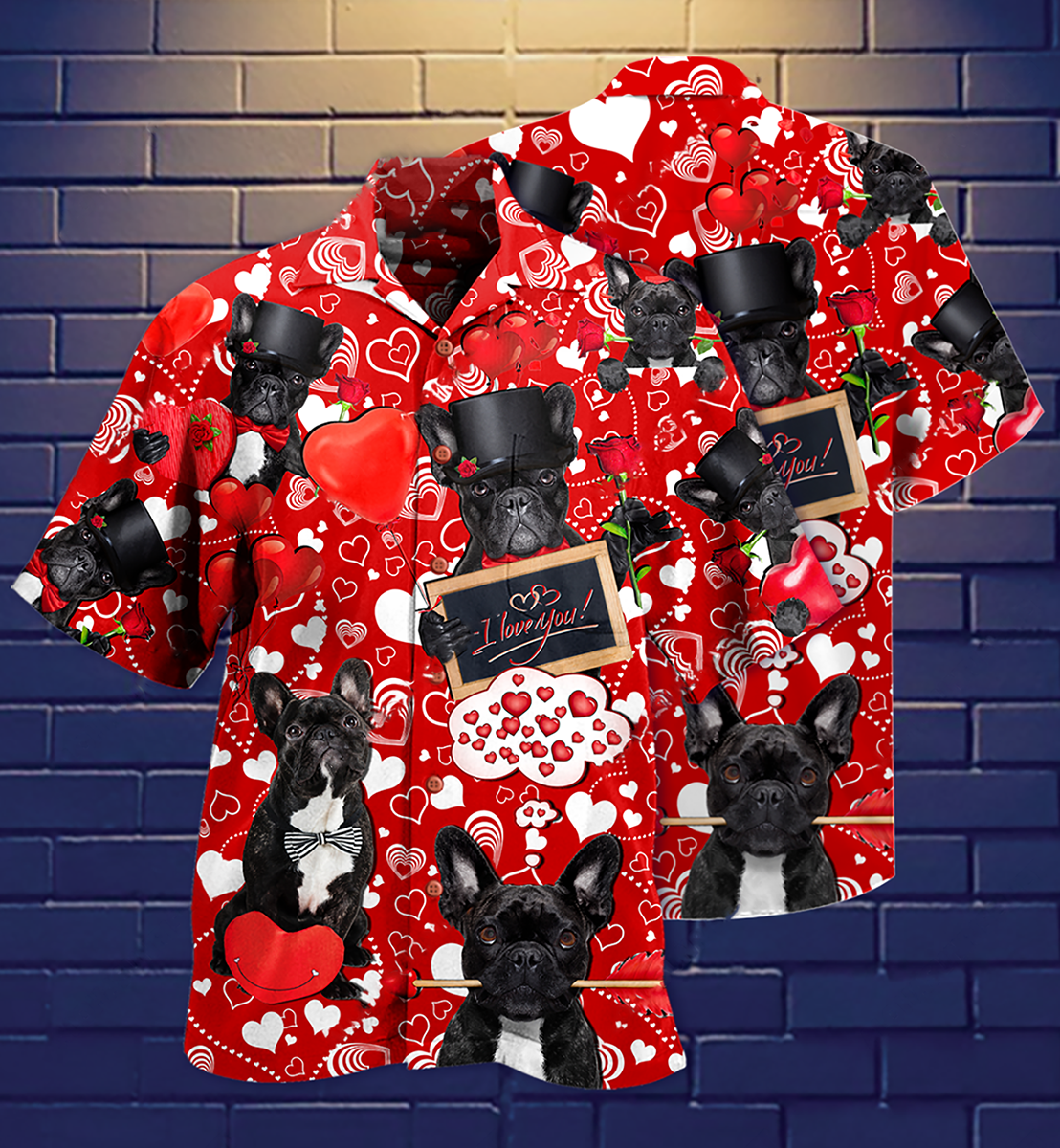 French Bulldog Dogs Love You - Hawaiian Shirt - Reefox