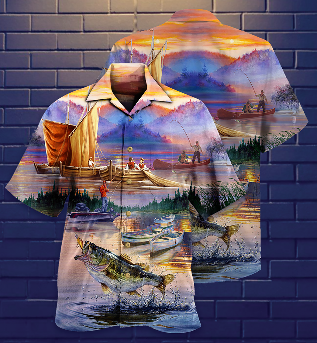 Fishing Under Sunset Cool - Hawaiian Shirt - Reefox