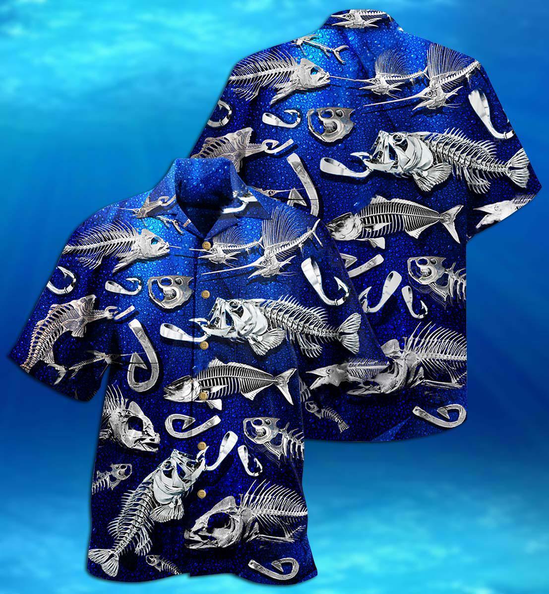 Fishing Fishbone Blue Style - Hawaiian Shirt - Reefox