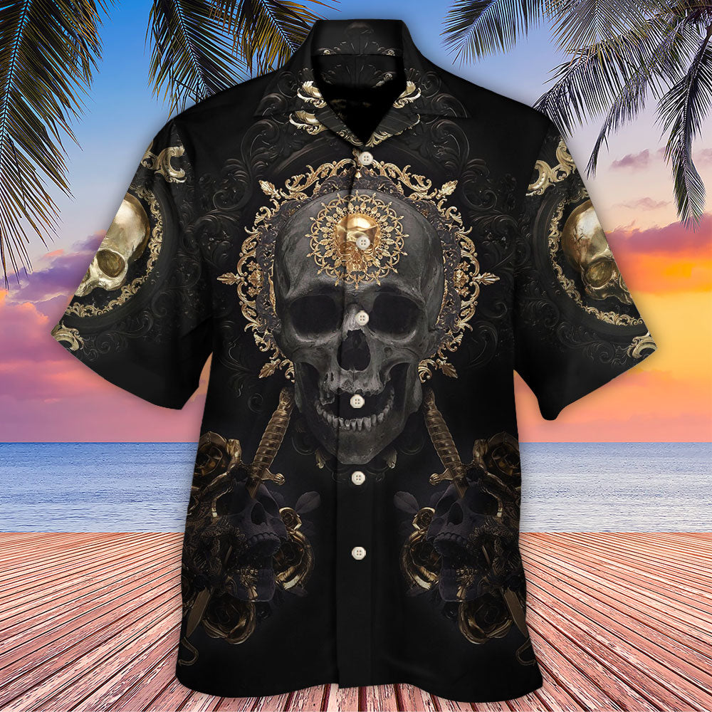 Skull Golden Skull True King Stay True Till Death - Hawaiian Shirt - Reefox
