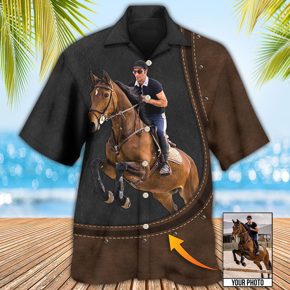Horse Riding Horse Leather Style Custom Photo - Hawaiian Shirt - Reefox