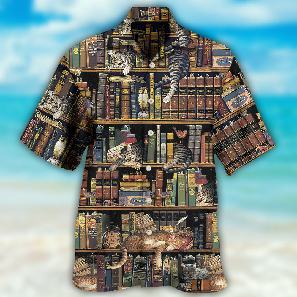Book And Cat Vintage - Hawaiian Shirt - Reefox