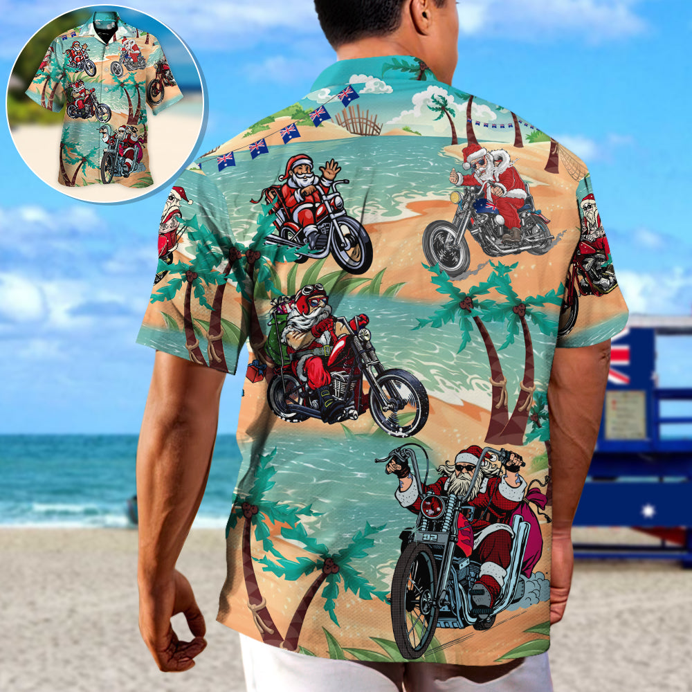 Christmas In July Driving With Santa Claus On Summer Beach - Hawaiian Shirt