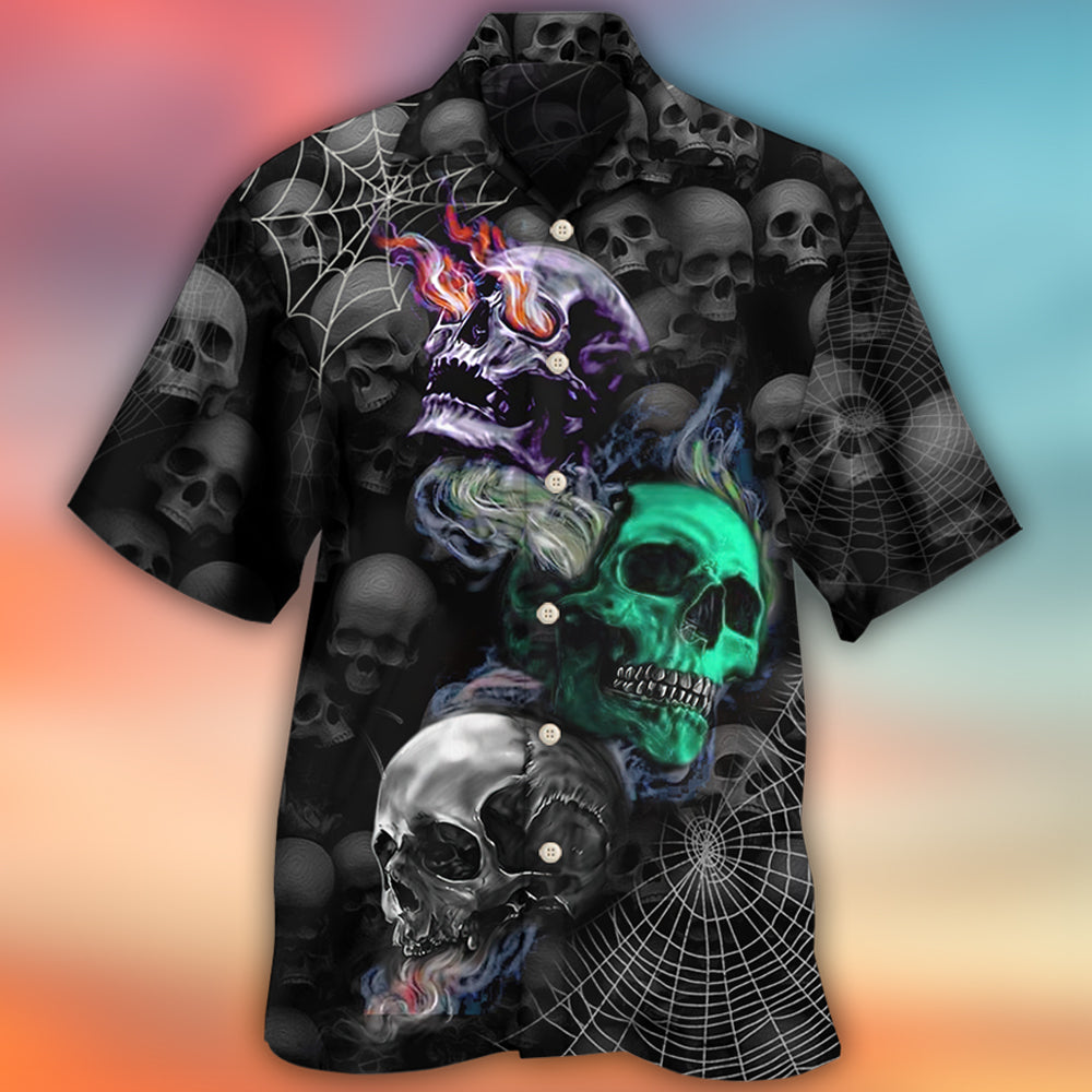 Skull Dark Colorful Burning - Hawaiian Shirt - Reefox