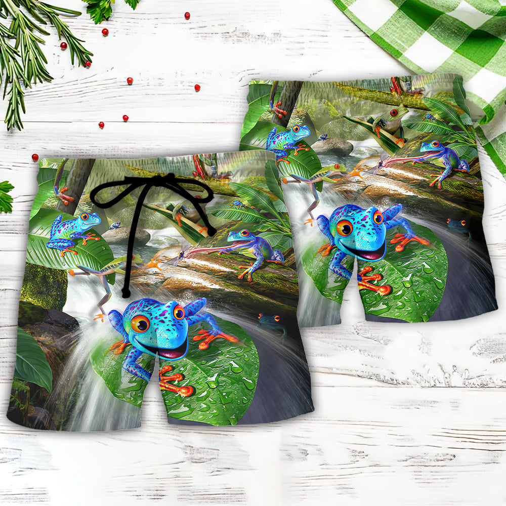 Frog Every Journey Begins With A Single Hop - Beach Short Reefox - Owls Matrix LTD