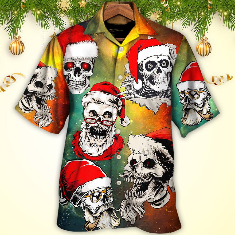 Christmas Bad Santa Skull Love Xmas Galaxy - Hawaiian Shirt - Reefox