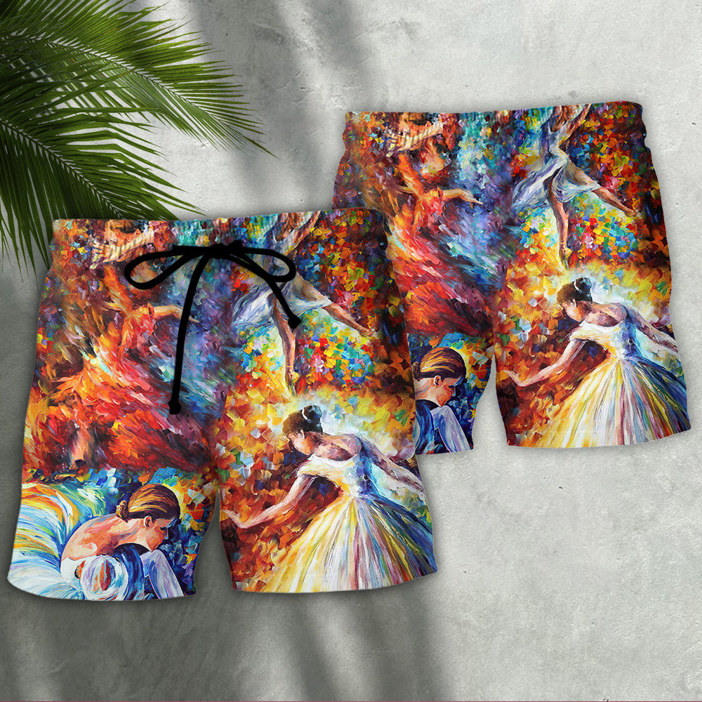Ballet Colorful Lovely Day - Beach Short Reefox - Owls Matrix LTD