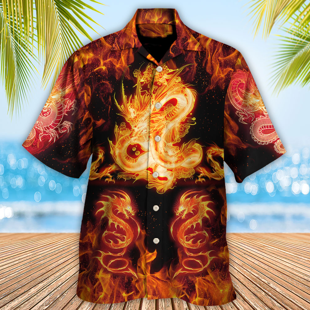 Dragon And Fireball Madness - Hawaiian Shirt - Reefox