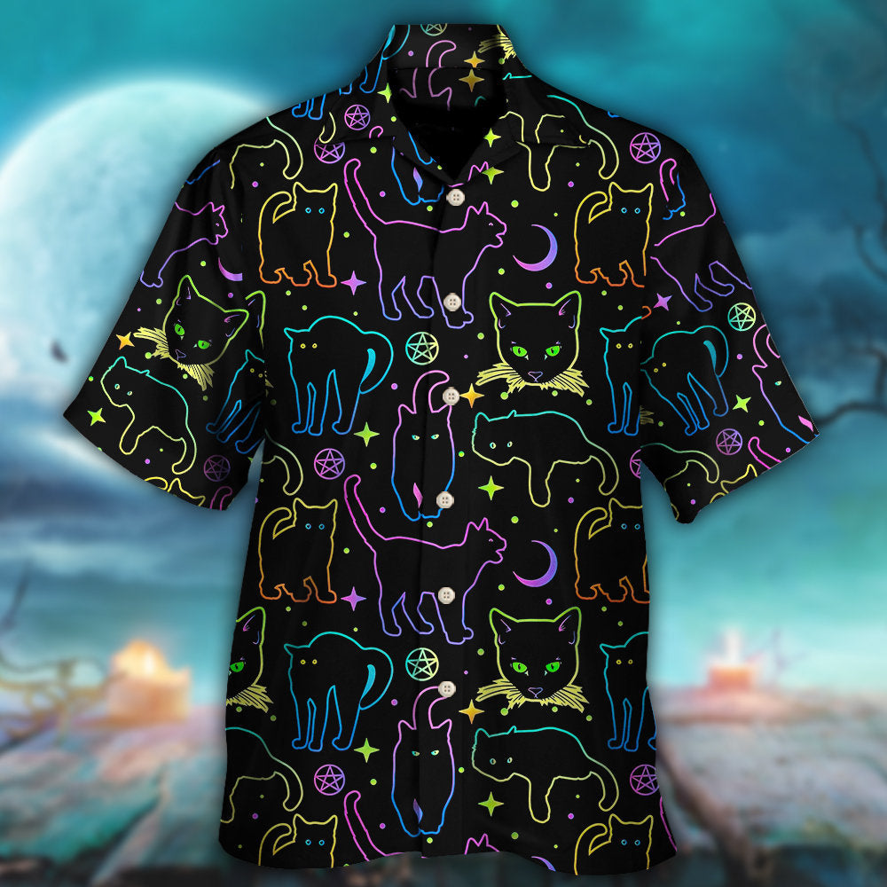 Cat Neon Colorful Playing With Kitten Magical - Hawaiian Shirt - Reefox