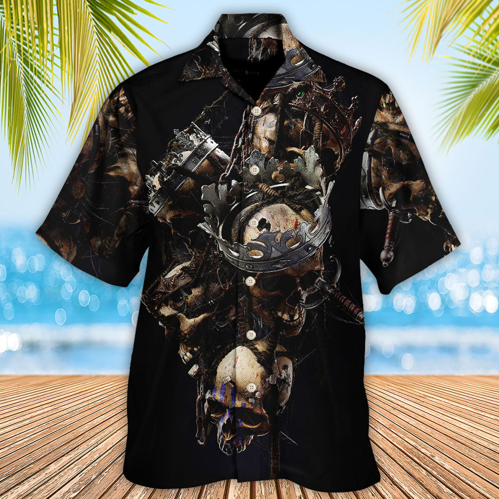 Skull Only In Their Death Can A King Live Forever - Hawaiian Shirt - Reefox