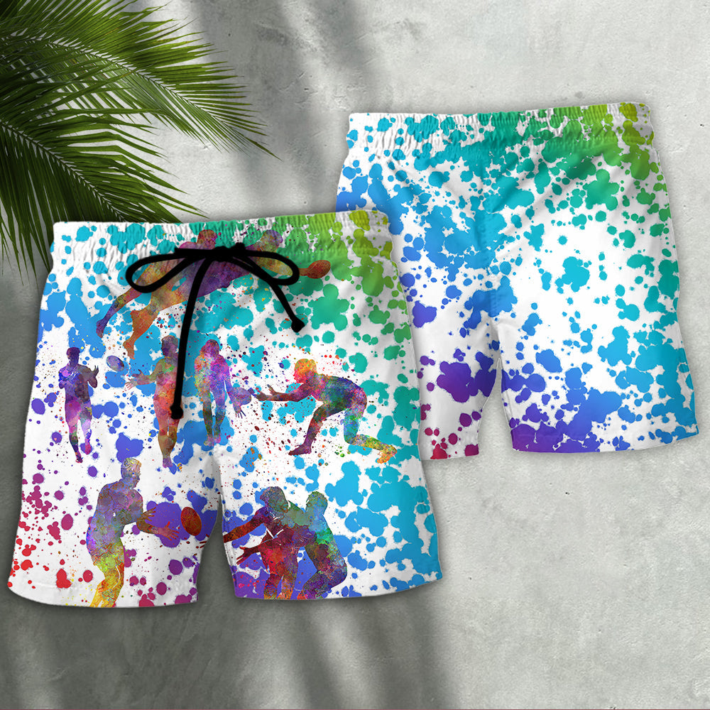 Rugby Colorful Painting - Beach Short Reefox - Owls Matrix LTD