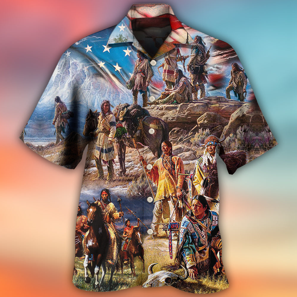 Native American Independence Day American Flag - Hawaiian Shirt - Reefox