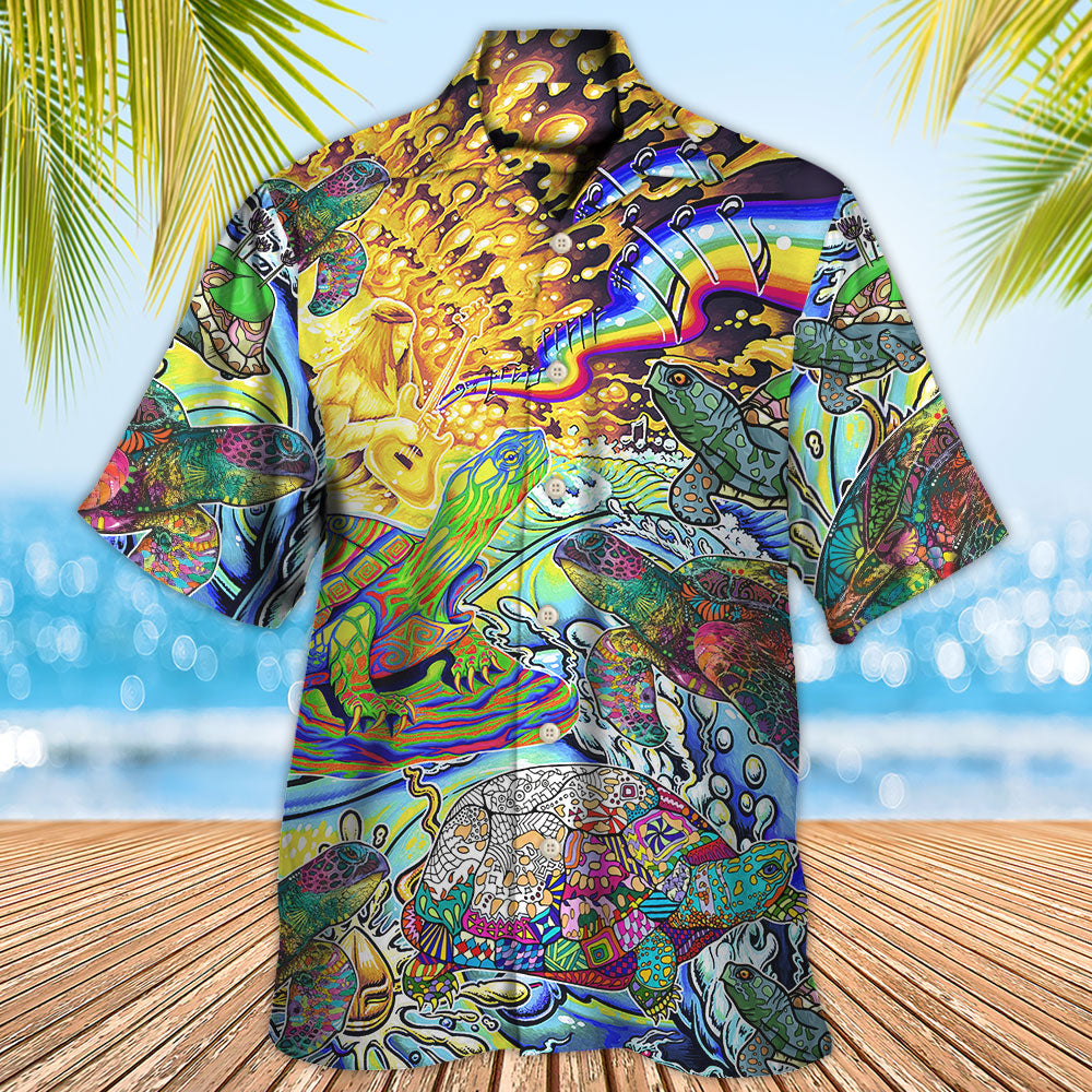 Hippie Turtle Colorful Art Peace - Hawaiian Shirt - Reefox