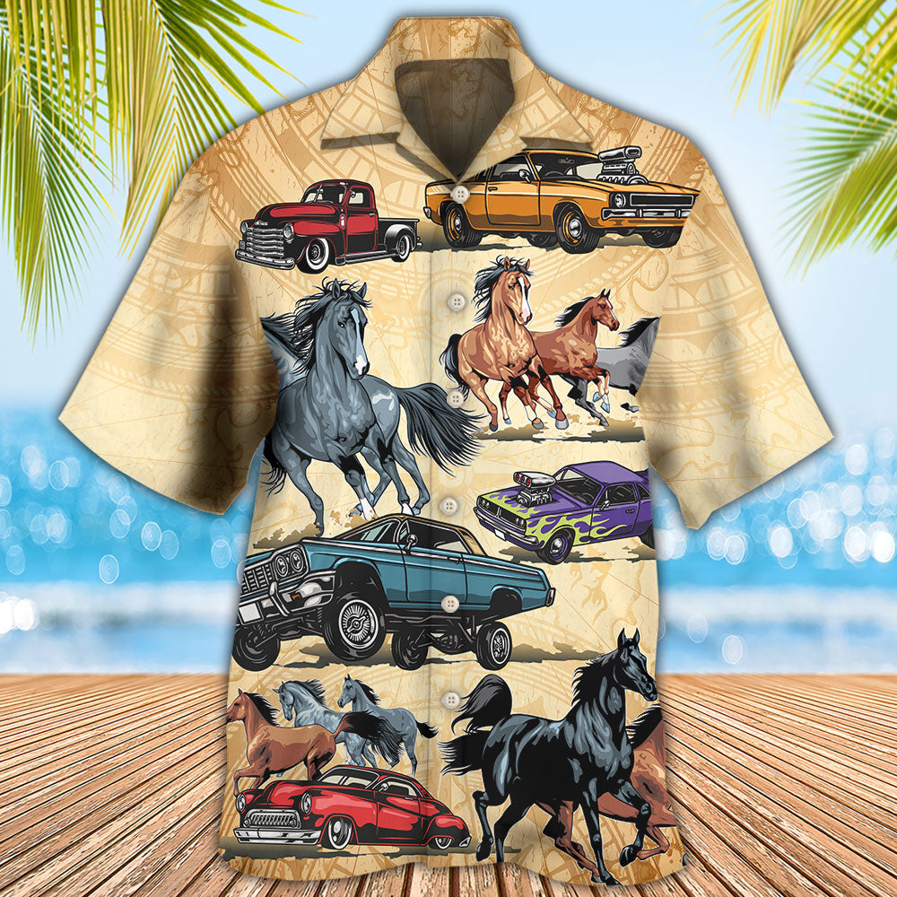 Horse Muscle Car I Like Muscle Car And Horse - Hawaiian Shirt - Reefox