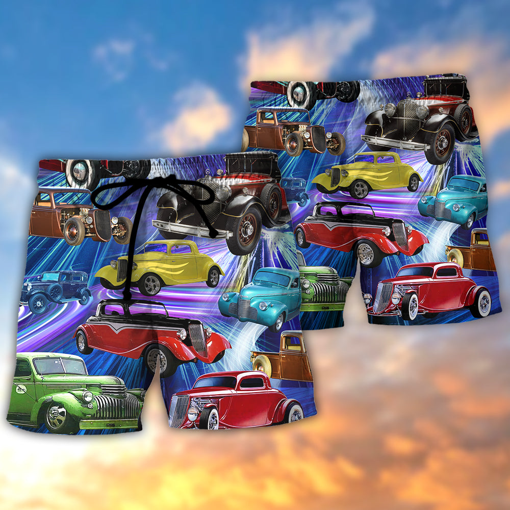 Car Green Red To Dream Stunning Style - Beach Short Reefox - Owls Matrix LTD