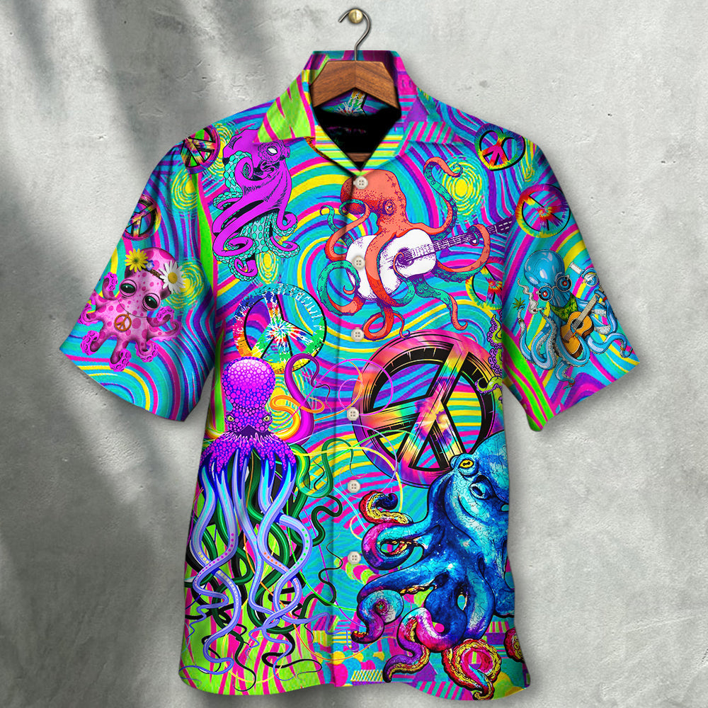 Hippie Funny Octopus Colorful Tie Dye Art Style - Hawaiian Shirt - Reefox