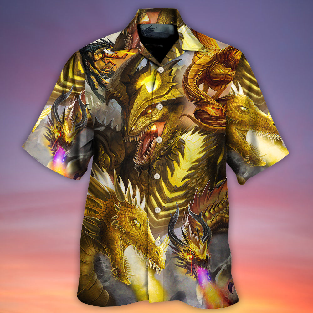 Dragon Gold Skull Lover Fight Art Style - Hawaiian Shirt - Reefox
