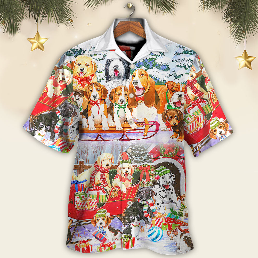 Dog Snowman Christmas Tree Merry Xmas - Hawaiian Shirt - Reefox