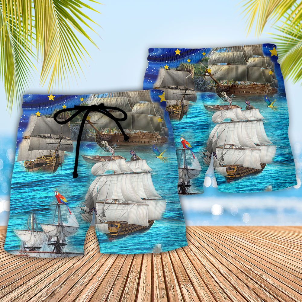 Sailing Love Ocean And Sky Christmas Style - Beach Short Reefox - Owls Matrix LTD