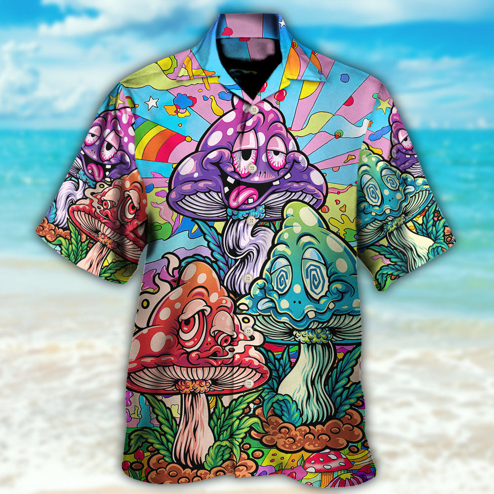 Hippie Mushroom Colorful Hippie Happy Life - Hawaiian Shirt - Reefox
