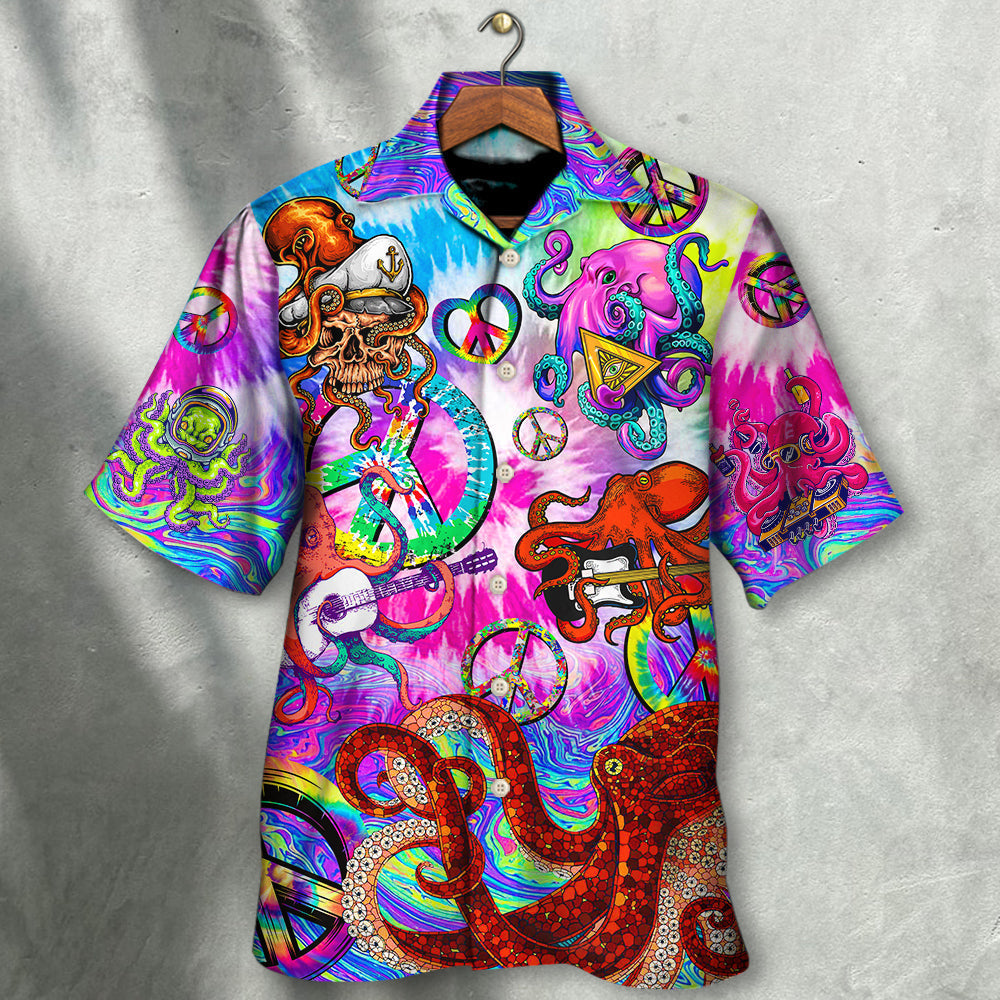 Hippie Funny Octopus Colorful Happy Tie Dye Art Style - Hawaiian Shirt - Reefox