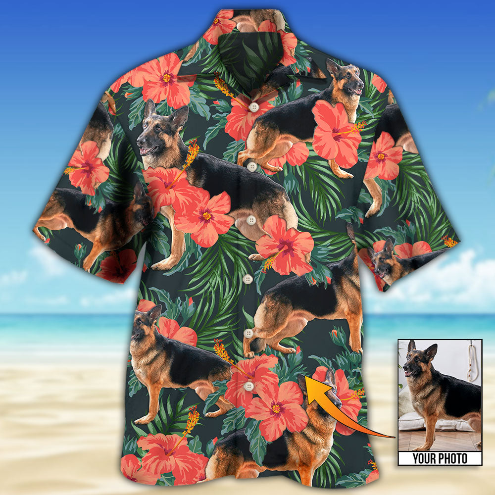 German Shepherd Tropical Custom Photo - Hawaiian Shirt - Reefox