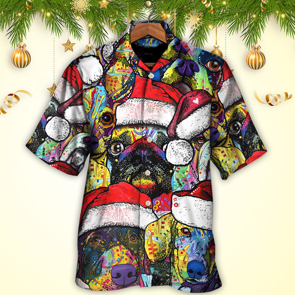 Christmas Dog Colorful Draw With Love - Hawaiian Shirt - Reefox