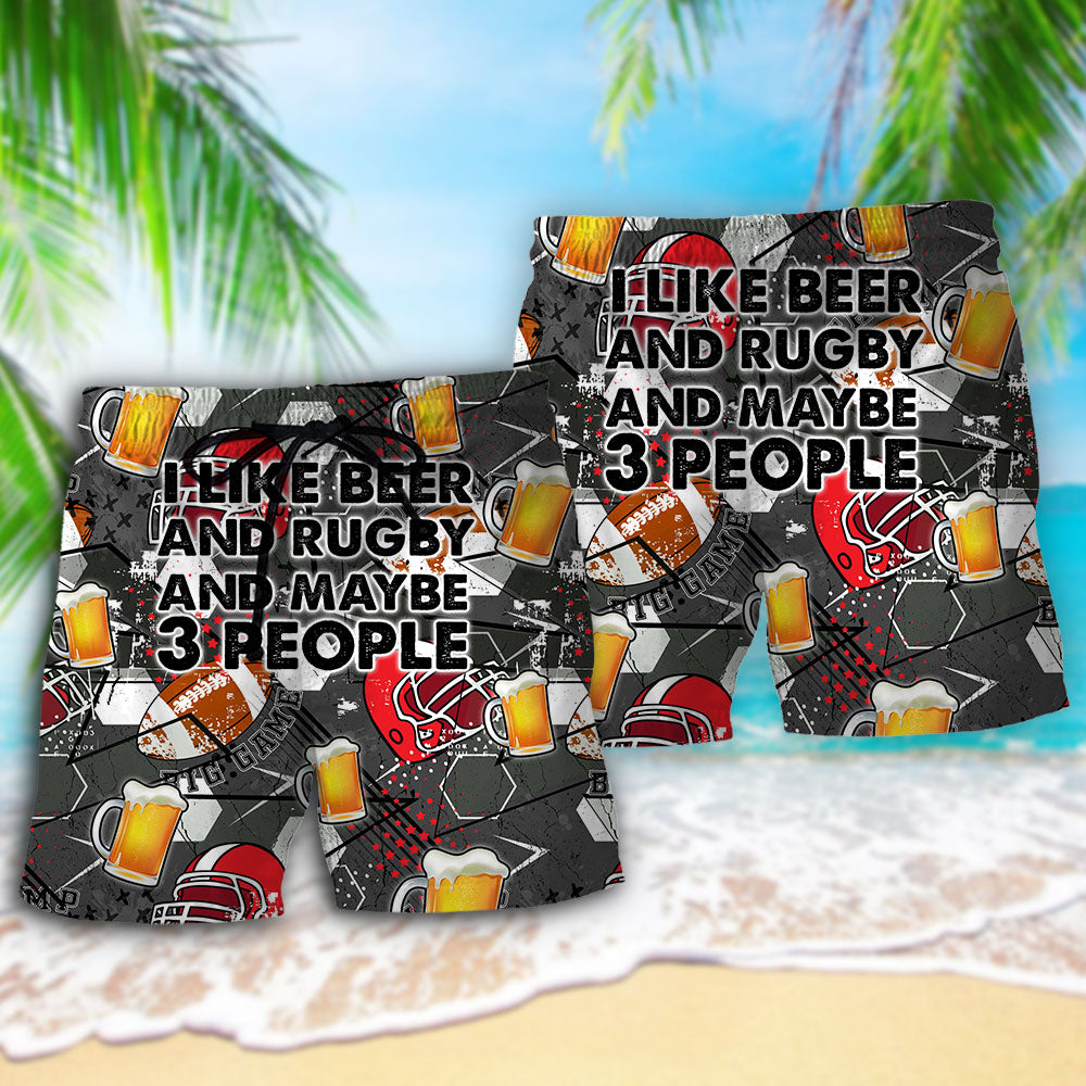 Beer I Like Beer And Rugby And Maybe 3 People - Beach Short Reefox - Owls Matrix LTD